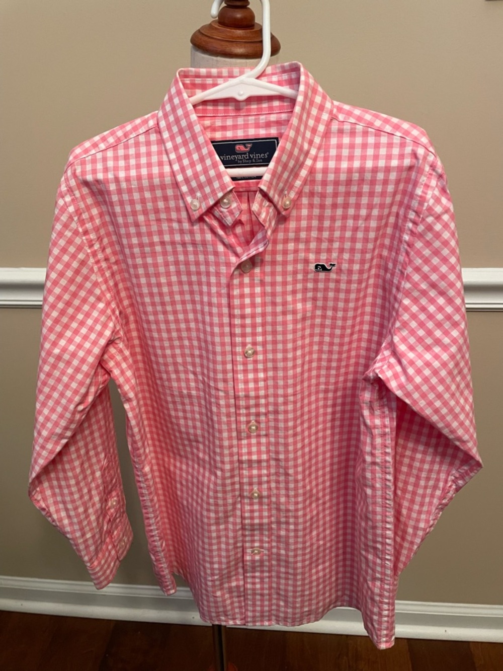 Vineyard Vines Boy’s Pink Gingham Button-Down Shirt